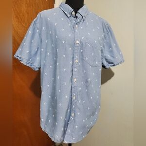 American Eagle Seriously Soft XL Palm Tree Button Up  Short Sleeve Beach Casual